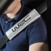 WRC 2 seat belt pads. Silver,black embroidered