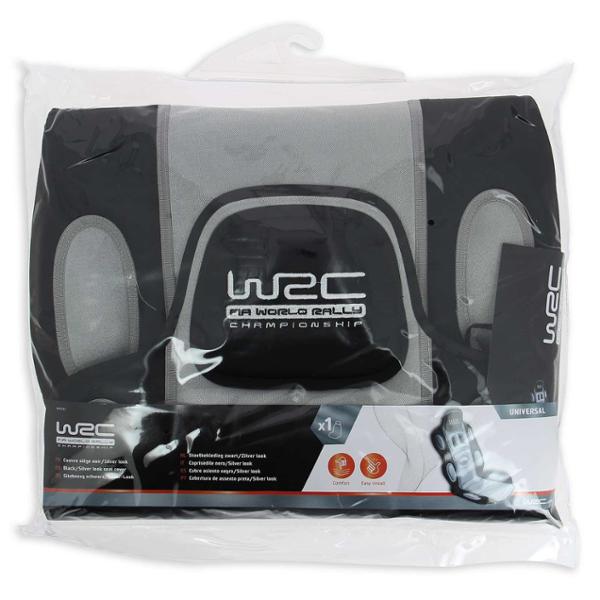 WRC couvre-siège universel design siège baquet argent noir look sport 56X118cm