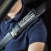 WRC 2 seat belt pads. Embroidered imit.leather