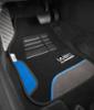 WRC 4 tapis de sol universels en moquette velour noir/bleu broderie argent