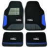 WRC 4 tapis de sol universels en moquette velour noir/bleu broderie argent