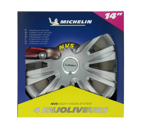 MICHELIN lot de 4 enjoliveurs gris métallisés tout type de roue 14 pouces NVS 42