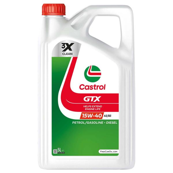 CASTROL GTX 15W-40 A3/B3, Huile Moteur, 5L