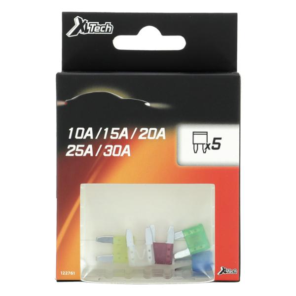 XLTECH 5 mini fusibles assortis 10A / 15A / 20A / 25A / 30A