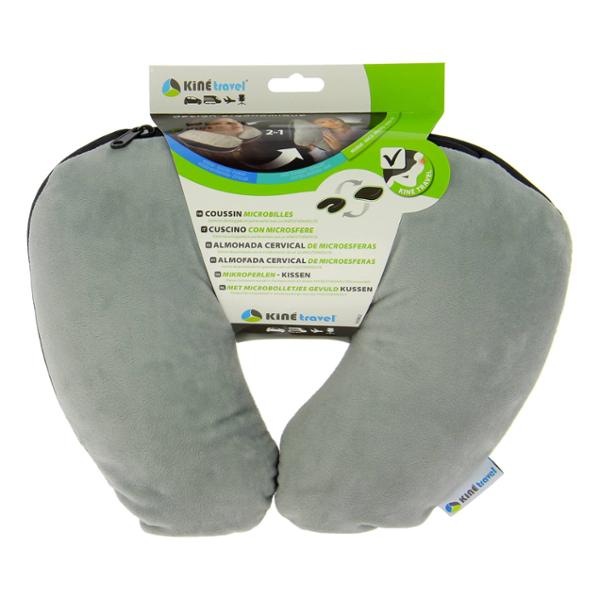 KINE TRAVEL Coussin Microbilles 2 en 1 : Tour de Cou et Oreiller de voyage