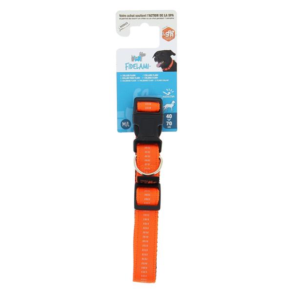 FIDELAMI Collier Chien, Coutures réfléchissantes, réglable taille M/L