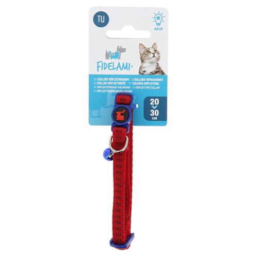 FIDELAMI collare gatto riflettente rosso/blu