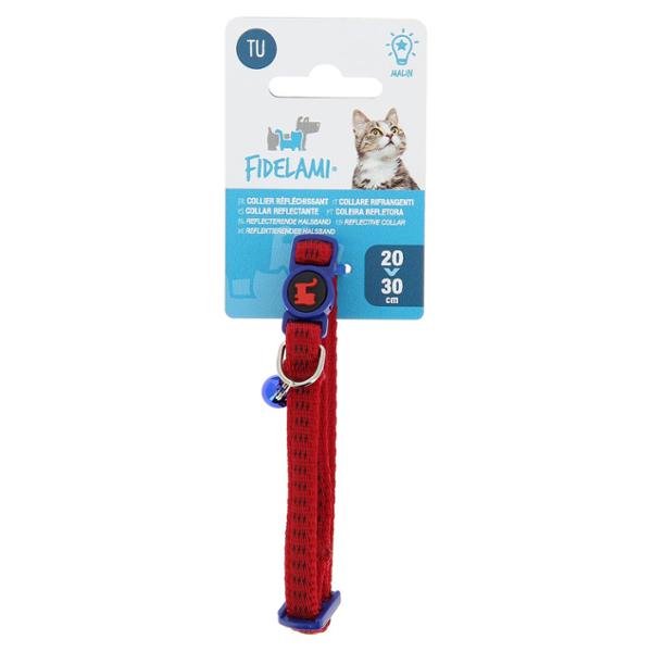 FIDELAMI collare gatto riflettente rosso/blu