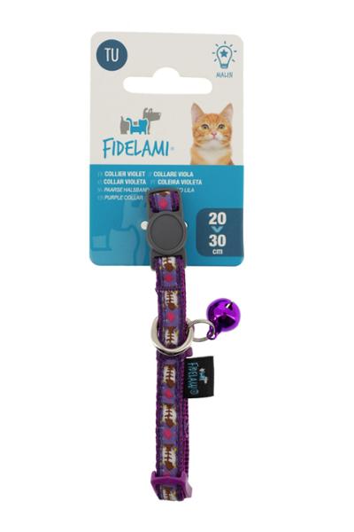 FIDELAMI collare gatto viola motivo lisce
