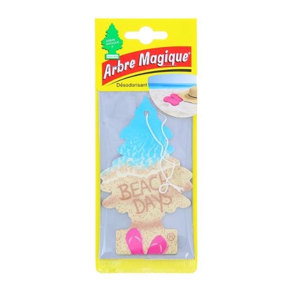 Carte parfumée du plus mythique des sapins, à suspendre par un élastique au rétroviseur.
Sapin avec motif plage, au parfum original mêlant Musc, néroli et fleurs blanches.
Un classique indémodable apprécié par tous.