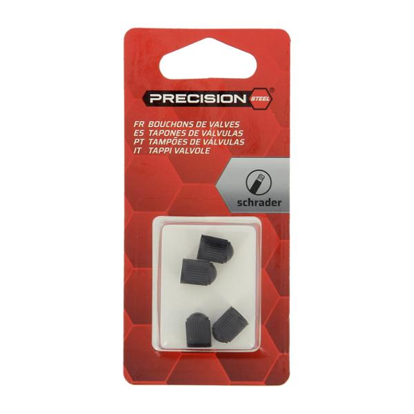 PRECISION STEEL 4 Bouchons Valves Pneus Voiture, Noir, A visser