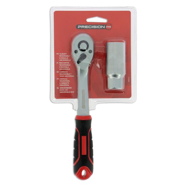 PRECISION STEEL Cricchetto 3/8 + presa universale
