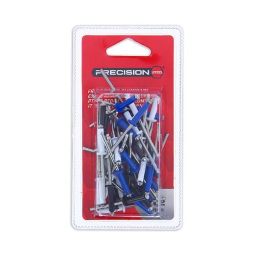 PRECISION-STEEL 48 rivetti alluminio ø 4,2 mm bianco-nero-blu