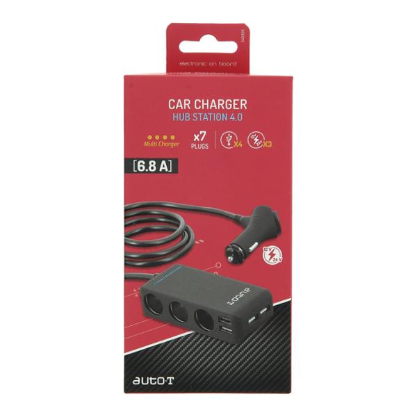 Chargeur multi-prises de voiture forte puissance 6.8A