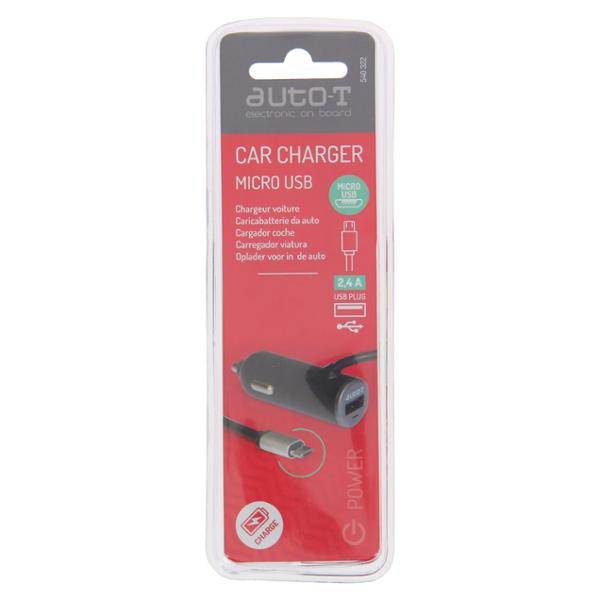 AUTO-T Chargeur 12/24V 2,4A avec connecteur Micro USB  + Port USB