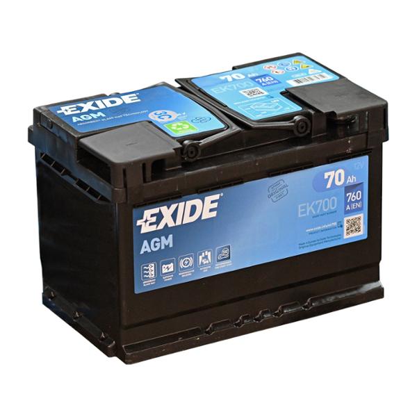 EXIDE AGM EK700 70Ah 760A - La Batterie pour les besoins électriques les plus exigeants des véhicules Start-Stop#Les batteries AGM d'EXIDE sont dotées de la technologie révolutionnaire LifeGrid, idéale pour les voitures équipées du système Start-Stop ou de systèmes de récupération d énergie au freinage et ainsi résister aux cycles continus de charge/décharge imposés par le dispositif Stop&Start des véhicules modernes.#La gamme a été conçue pour nos clients première monte et est spécialement optimisée pour les technologies de motorisations les plus avancées arrivant sur le marché aujourd hui et dans les années à venir. Elle offre des performances inégalées et l assurance d une marque présente en première monte.#Bac des batteries issu de plastique recyclés afin de réduire l'impact environmental