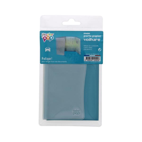COLOR POP porte-papiers bleu PVC dimensions 9,3 x 13,5 cm ouvert 26,5 x 13,5cm