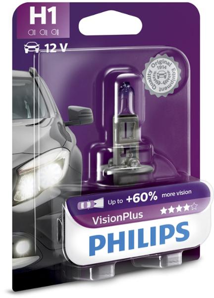 PHILIPS VisionPlus 60% 1 ampoule H1 12V 55W grande luminositée éclairage auto