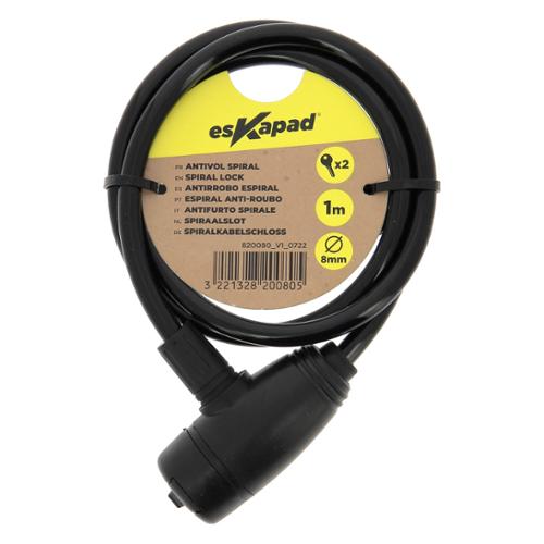 ESKAPAD cavo antifurto spirale Ø8mmx1m con chiave
